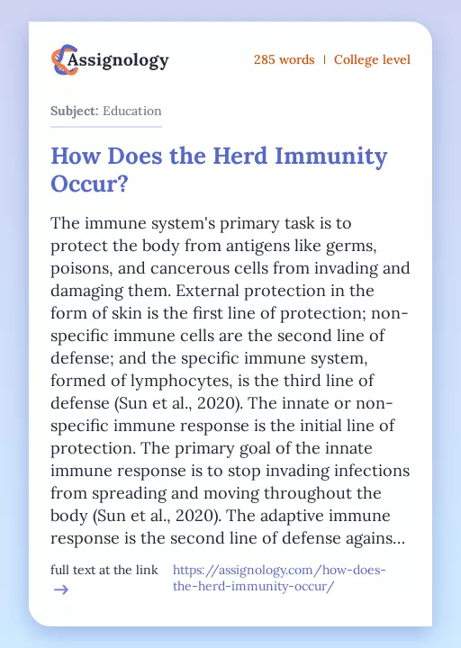 How Does the Herd Immunity Occur? - Essay Preview