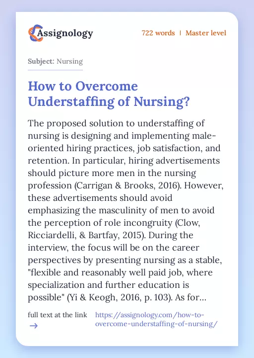 How to Overcome Understaffing of Nursing? - Essay Preview