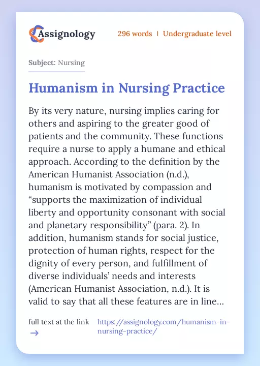 Humanism in Nursing Practice - Essay Preview