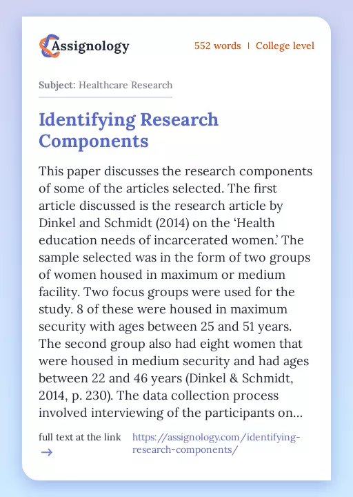 Identifying Research Components - Essay Preview