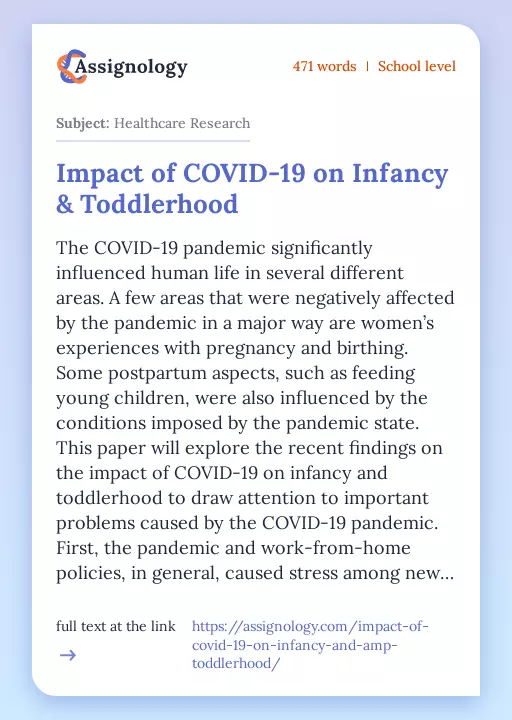 Impact of COVID-19 on Infancy & Toddlerhood - Essay Preview