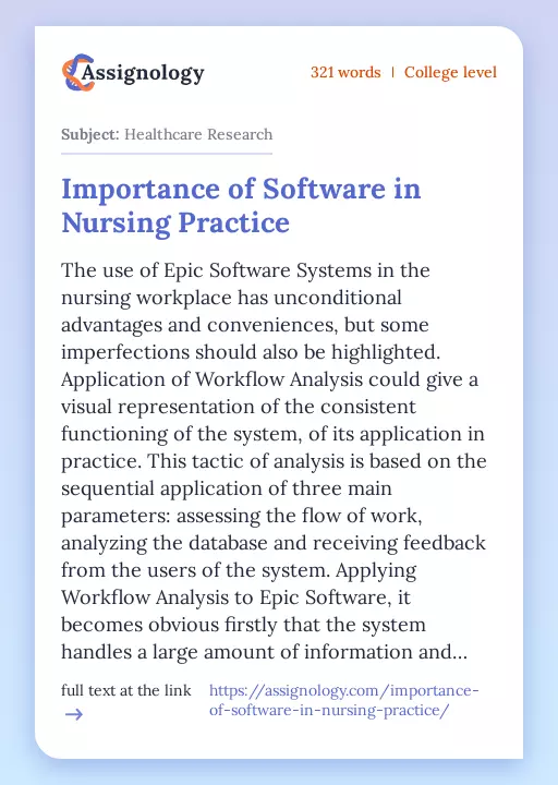 Importance of Software in Nursing Practice - Essay Preview