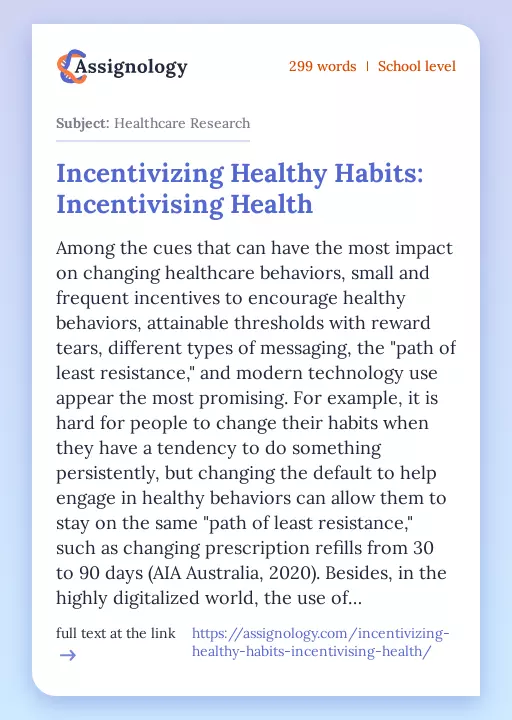 Incentivizing Healthy Habits: Incentivising Health - Essay Preview