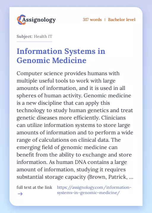 Information Systems in Genomic Medicine - Essay Preview