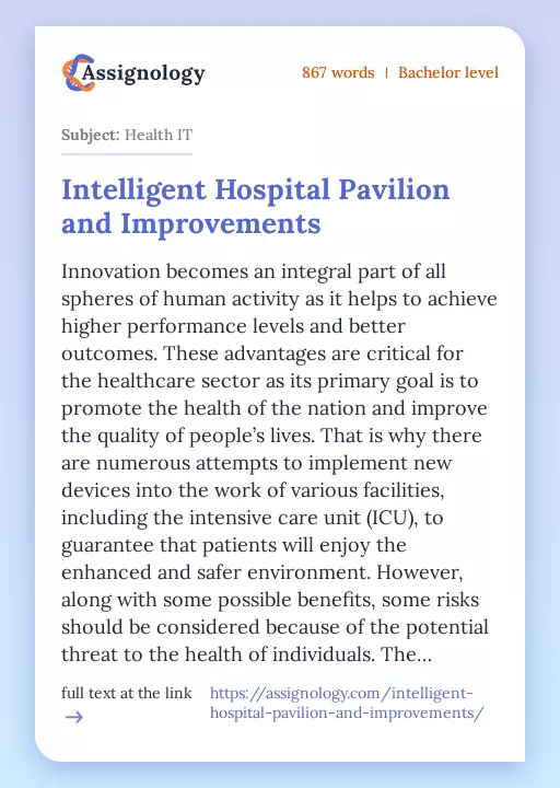 Intelligent Hospital Pavilion and Improvements - Essay Preview