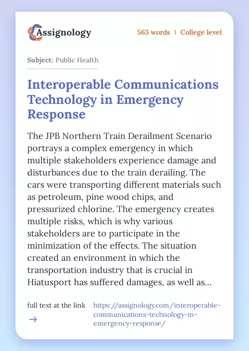 Interoperable Communications Technology in Emergency Response - Essay Preview