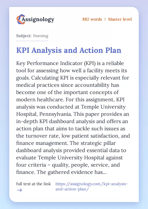 KPI Analysis and Action Plan - Essay Preview