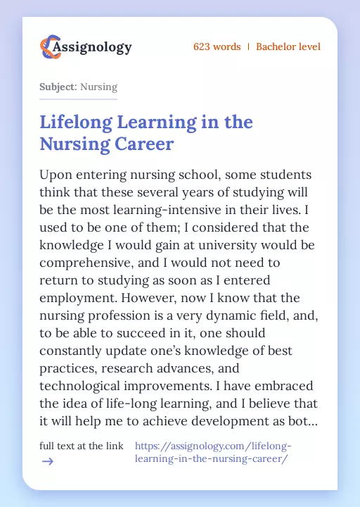 Lifelong Learning in the Nursing Career - Essay Preview