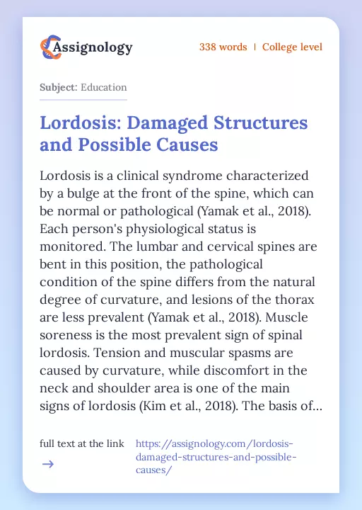 Lordosis: Damaged Structures and Possible Causes - Essay Preview