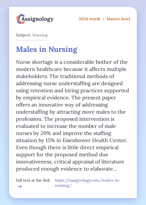 Males in Nursing - Essay Preview