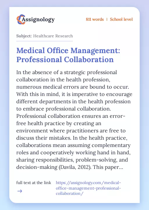Medical Office Management: Professional Collaboration - Essay Preview