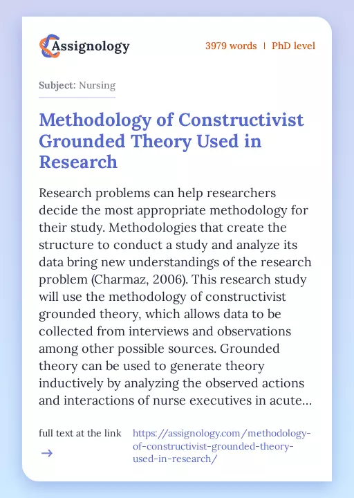 Methodology of Constructivist Grounded Theory Used in Research - Essay Preview