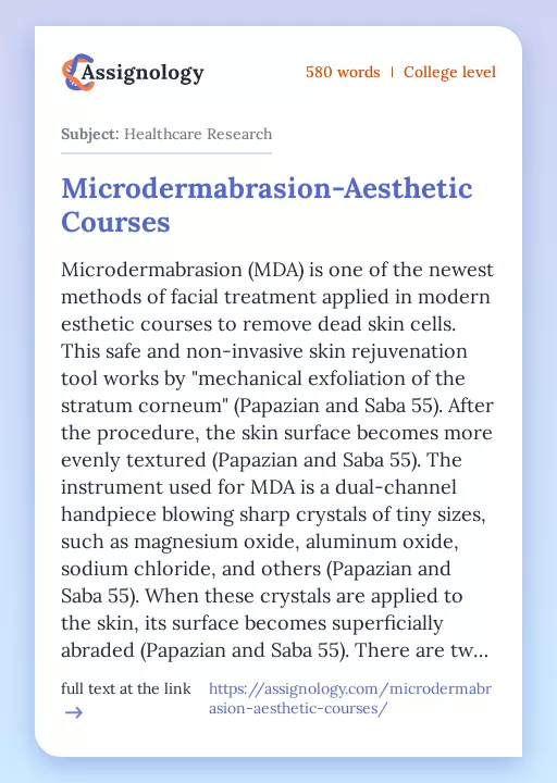 Microdermabrasion-Aesthetic Courses - Essay Preview