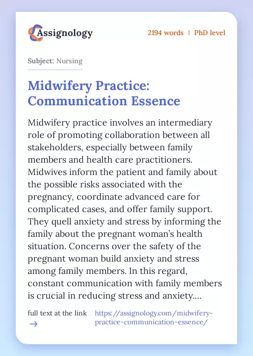 Midwifery Practice: Communication Essence - Essay Preview
