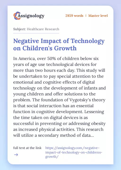 Negative Impact of Technology on Children's Growth - Essay Preview