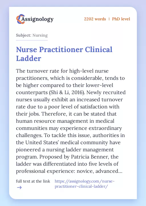 Nurse Practitioner Clinical Ladder - Essay Preview