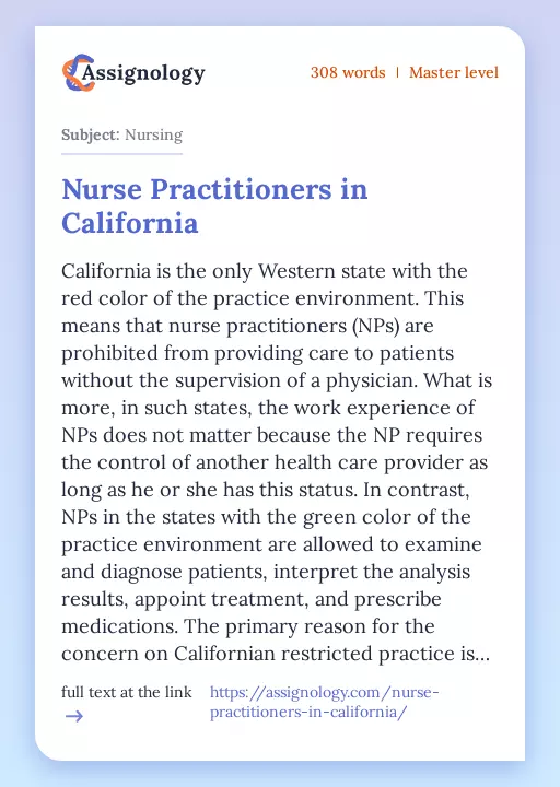 Nurse Practitioners in California - Essay Preview