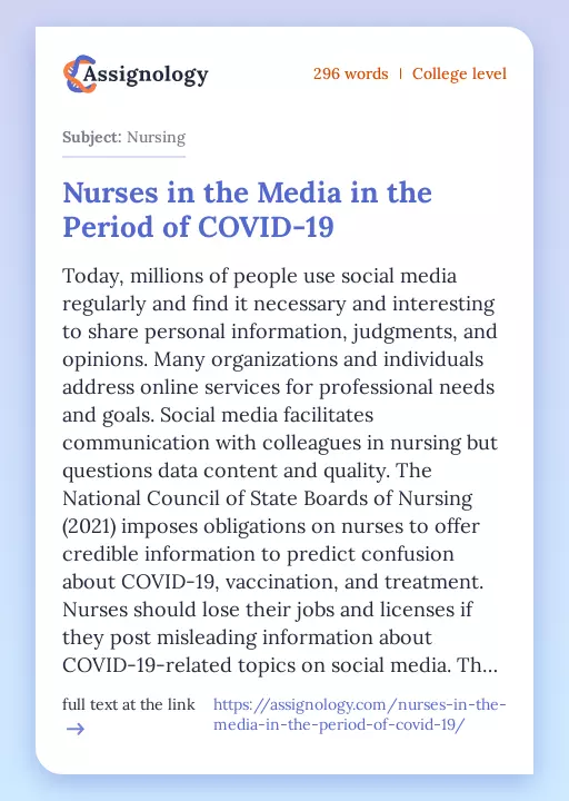 Nurses in the Media in the Period of COVID-19 - Essay Preview