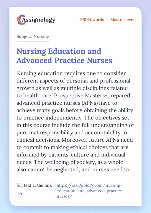 Nursing Education and Advanced Practice Nurses - Essay Preview
