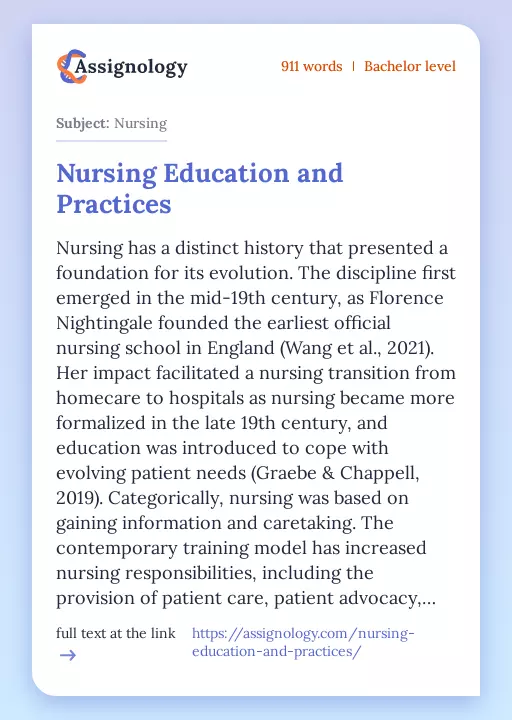 Nursing Education and Practices - Essay Preview