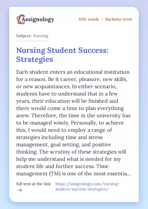 Nursing Student Success: Strategies - Essay Preview