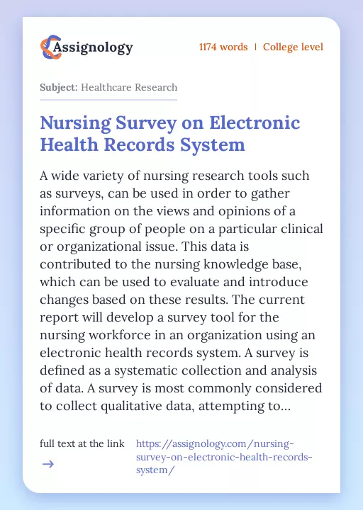 Nursing Survey on Electronic Health Records System - Essay Preview