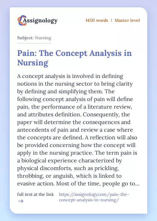 Pain: The Concept Analysis in Nursing - Essay Preview
