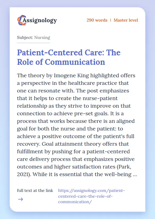 Patient-Centered Care: The Role of Communication - Essay Preview