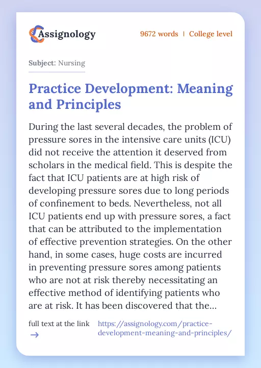 Practice Development: Meaning and Principles - Essay Preview