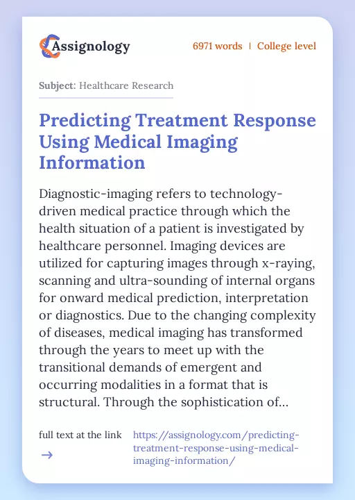 Predicting Treatment Response Using Medical Imaging Information - Essay Preview