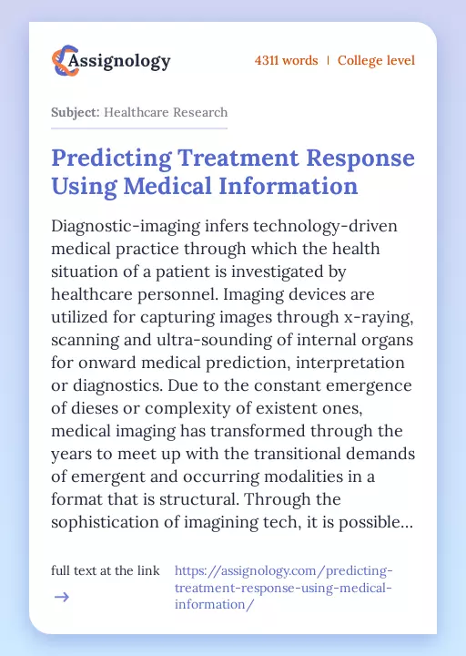 Predicting Treatment Response Using Medical Information - Essay Preview