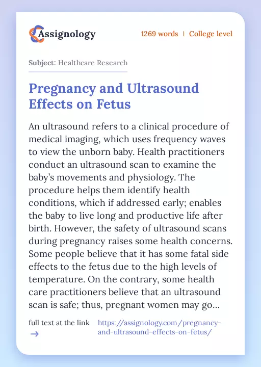 Pregnancy and Ultrasound Effects on Fetus - Essay Preview