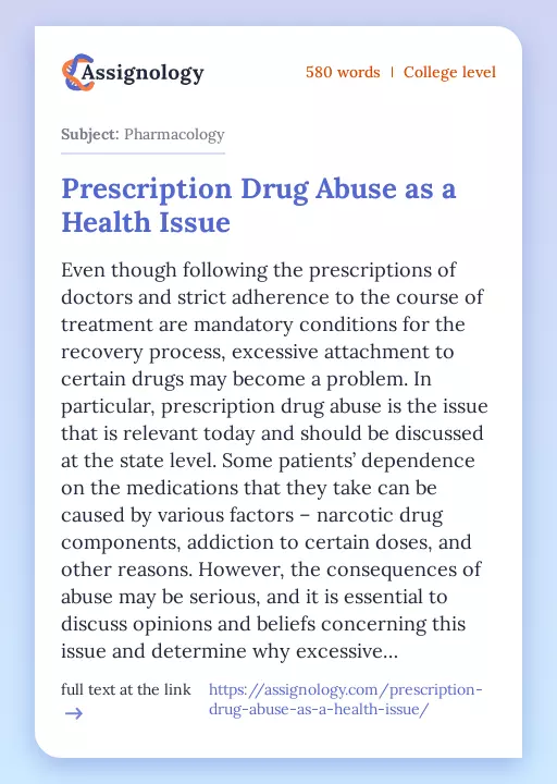 Prescription Drug Abuse as a Health Issue - Essay Preview