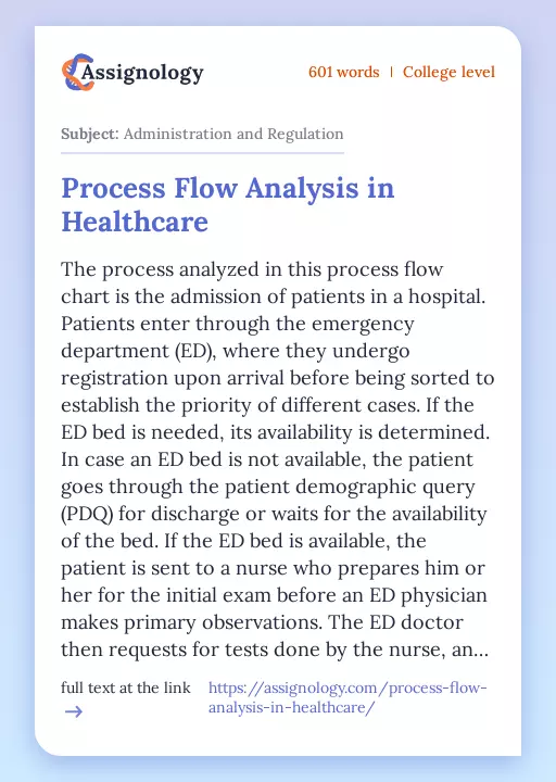 Process Flow Analysis in Healthcare - Essay Preview
