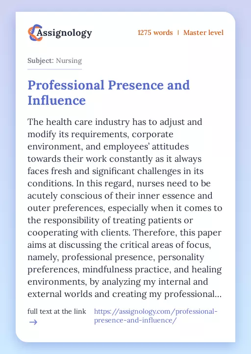 Professional Presence and Influence - Essay Preview
