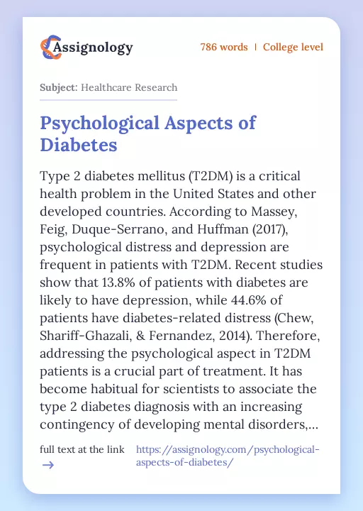 Psychological Aspects of Diabetes - Essay Preview