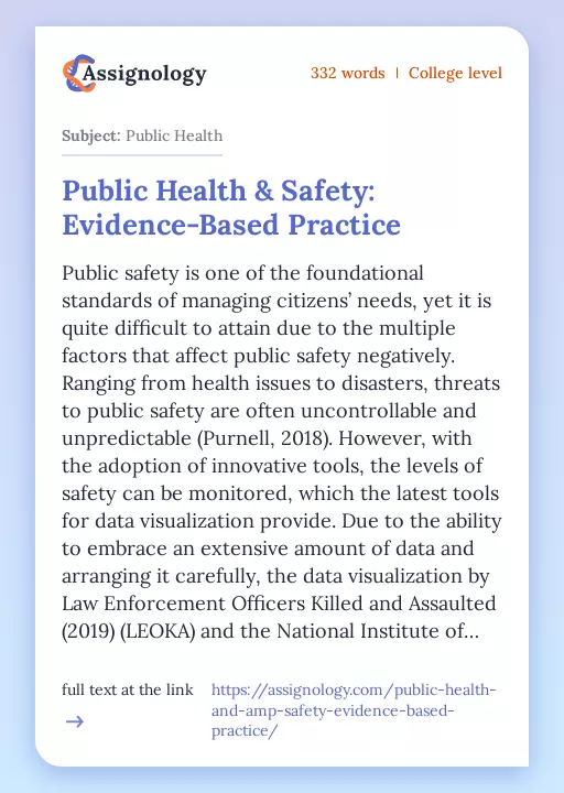 Public Health & Safety: Evidence-Based Practice - Essay Preview