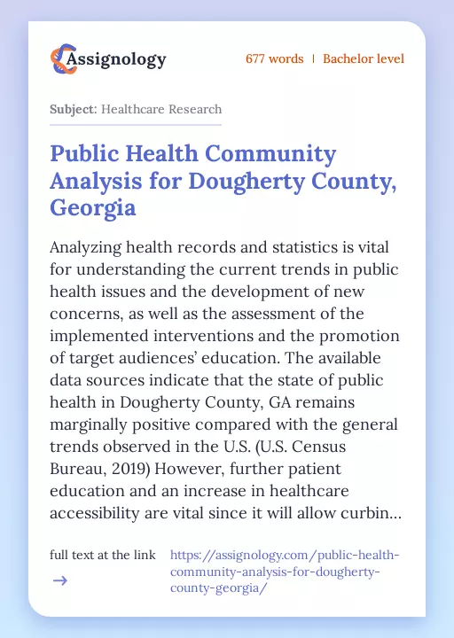 Public Health Community Analysis for Dougherty County, Georgia - Essay Preview