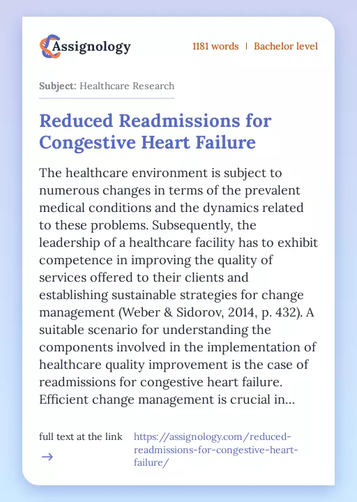 Reduced Readmissions for Congestive Heart Failure - Essay Preview