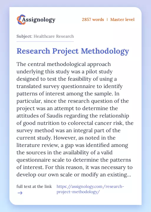 Research Project Methodology - Essay Preview
