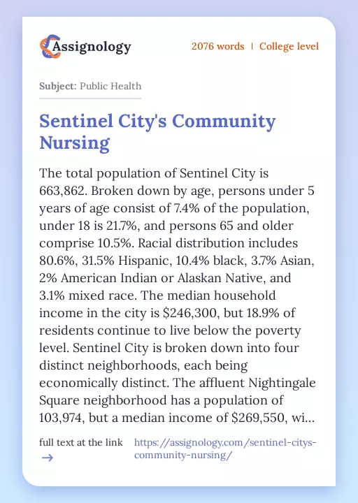 Sentinel City's Community Nursing - Essay Preview