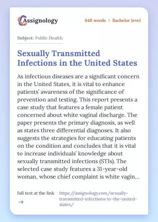 Sexually Transmitted Infections in the United States - Essay Preview