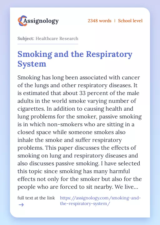 Smoking and the Respiratory System - Essay Preview