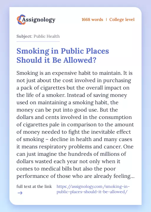 Smoking in Public Places Should it Be Allowed? - Essay Preview
