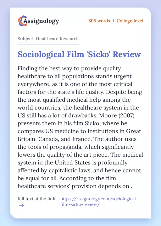 Sociological Film 'Sicko' Review - Essay Preview