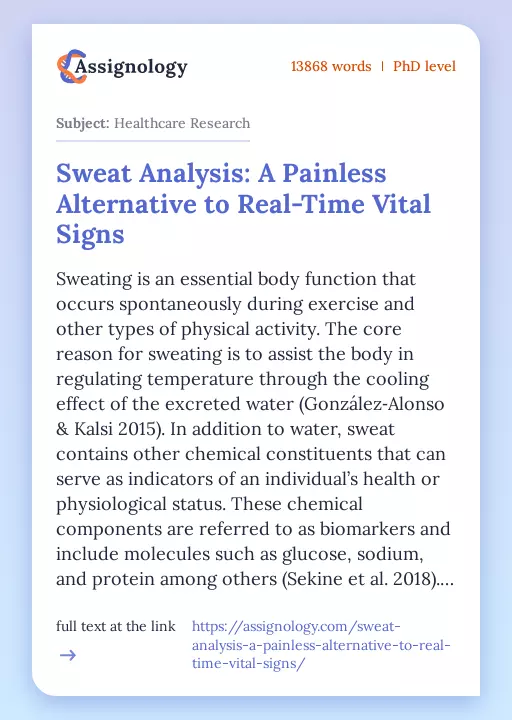 Sweat Analysis: A Painless Alternative to Real-Time Vital Signs - Essay Preview