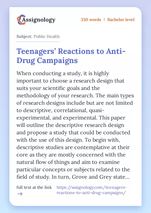 Teenagers’ Reactions to Anti-Drug Campaigns - Essay Preview