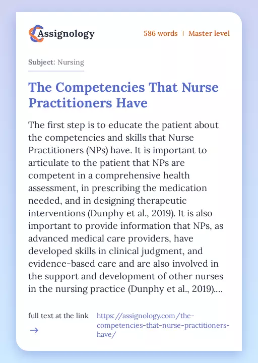 The Competencies That Nurse Practitioners Have - Essay Preview
