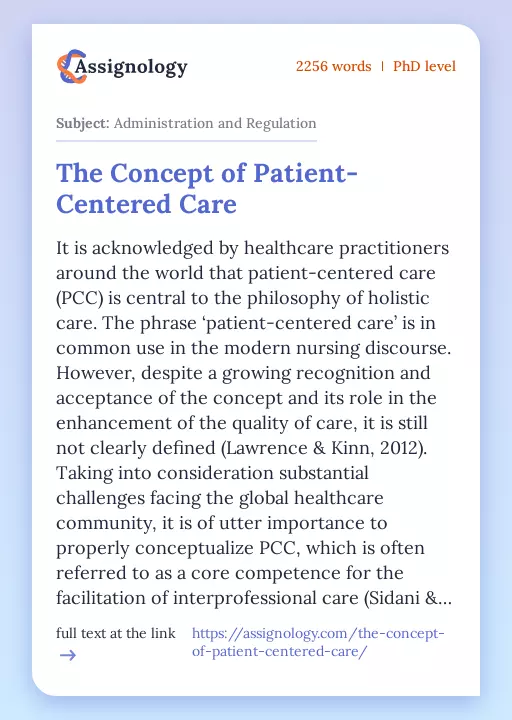 The Concept of Patient-Centered Care - Essay Preview