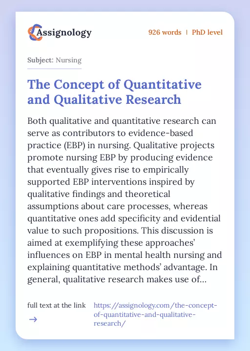 The Concept of Quantitative and Qualitative Research - Essay Preview